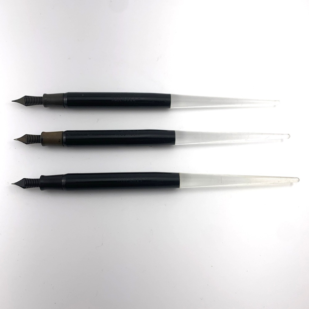 3 Vintage Esterbrook Desk Fountain Pens 1550 1554 2668 – Acrylic/Lucite Bodies